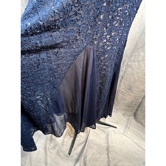 Alex Evenings Navy Blue Lace Cold Shoulder Fit & Flare Evening Gown Sz 18 $229 - Picture 5 of 8